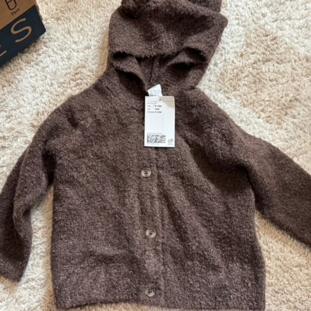 H&M Infant Toddler Hooded Knit Cardigan Shirt Top Hoodie Jacket 12M NEW NWT - Picture 3 of 3